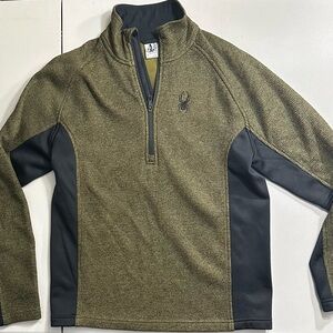Spyder 1/4 zip sweater mens medium long sleeve olive green
